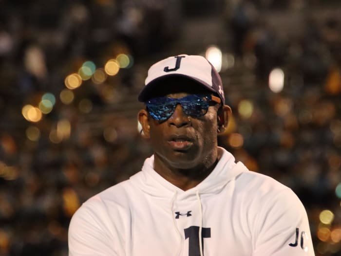 Deion Sanders on the Podium at 2022 SWAC Football Championship